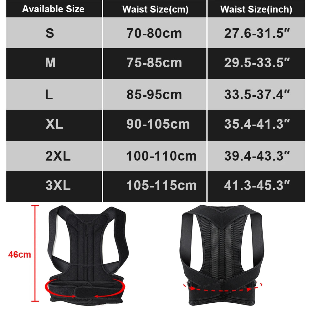 Back Brace Posture Support for Women and Men, Shoulder Straightener, Adjustable Full Back Support for Upper and Lower Back