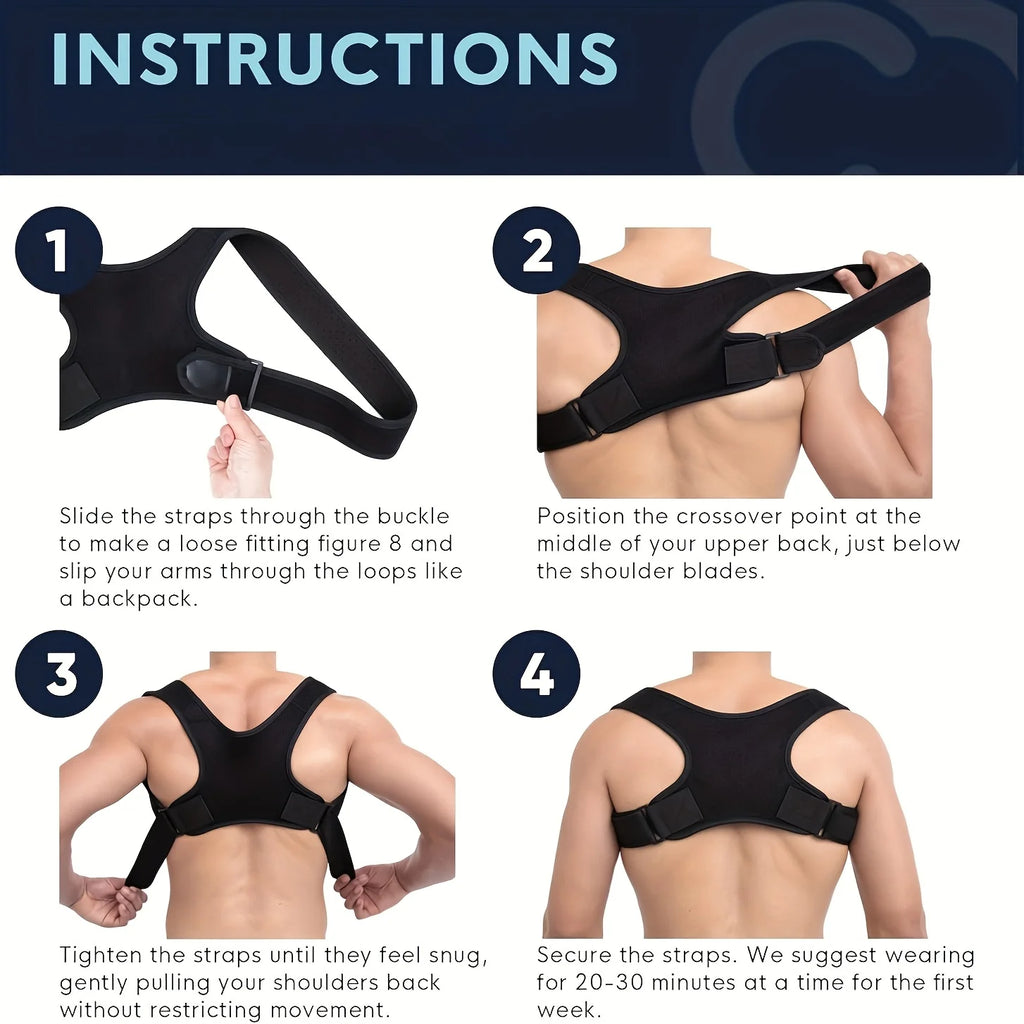 Adjustable Posture Corrector Back Support Belt- Breathable, Non-Slip, Ergonomic Support for Improved Posture, Suitable for Sitti