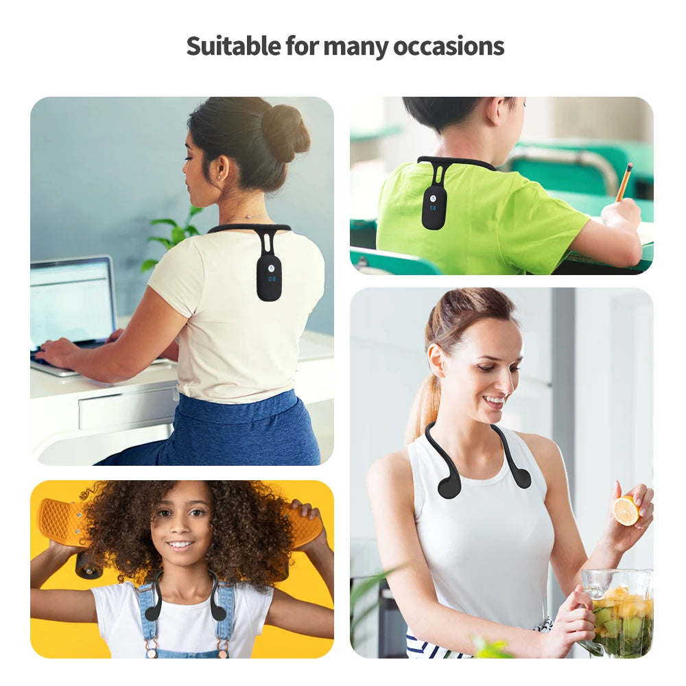 Posture Adjuster LCD Display Silicone Back Brace Invisible Vibration Reminder USB Rechargeable for Office Study Adult Kids