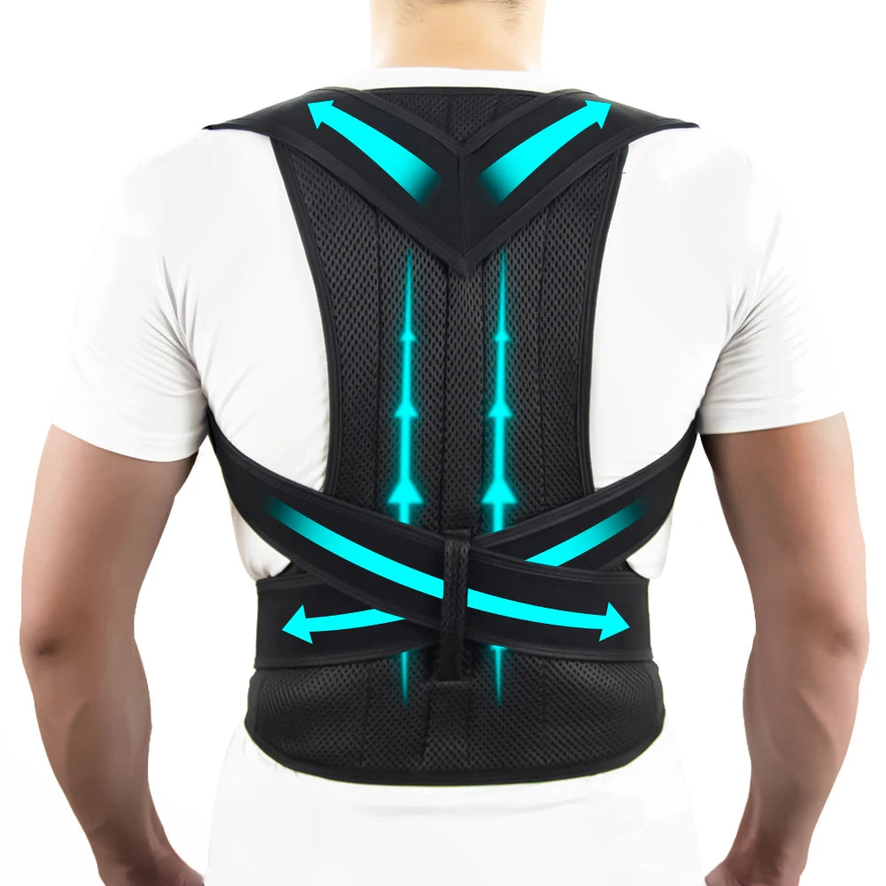 Back Brace Posture Support for Women and Men, Shoulder Straightener, Adjustable Full Back Support for Upper and Lower Back
