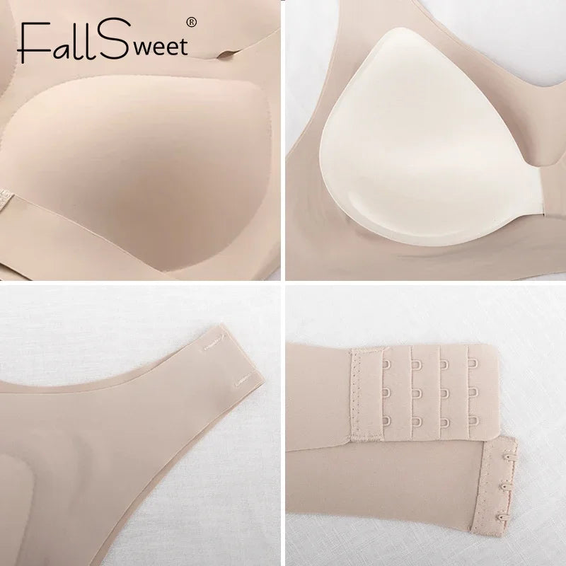 FallSweet Wireless Posture Correction Bra for Women Seamless Push Up Bralette with Cross Back Support for Daily Shaping Lingerie