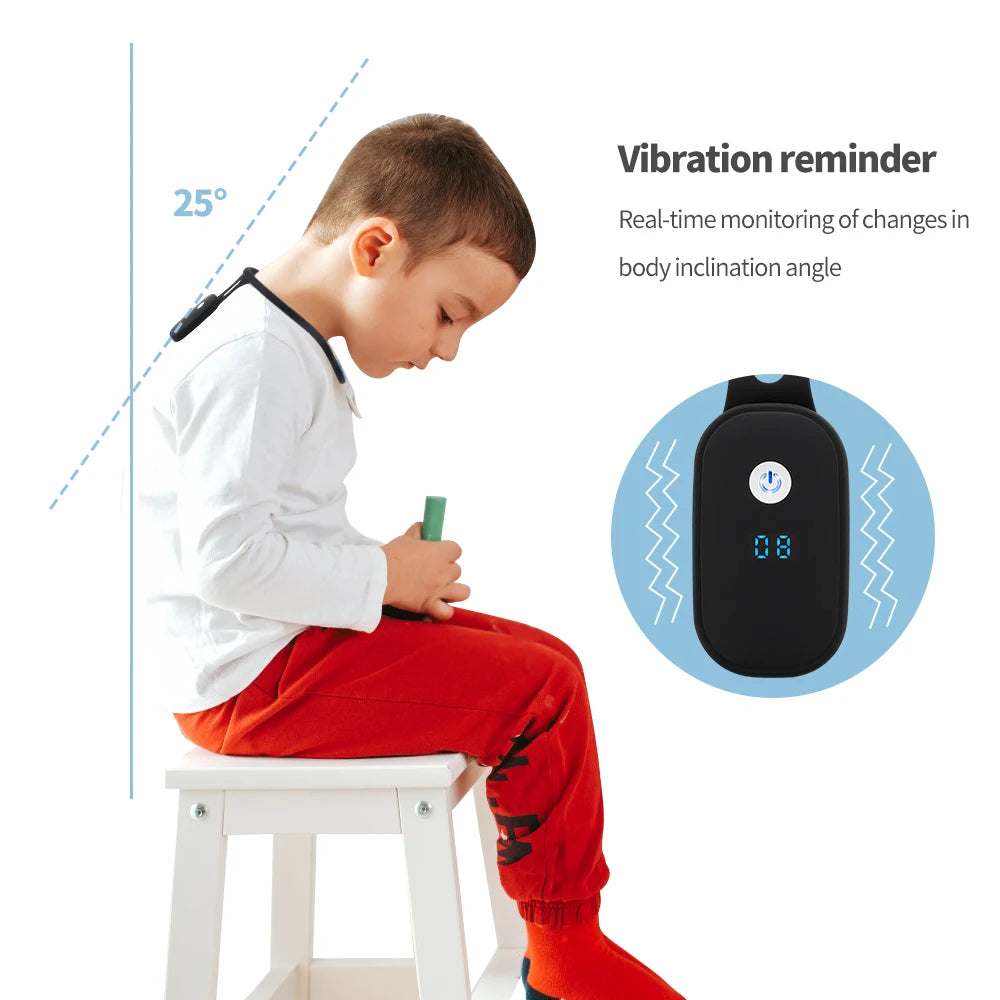 Posture Adjuster LCD Display Silicone Back Brace Invisible Vibration Reminder USB Rechargeable for Office Study Adult Kids